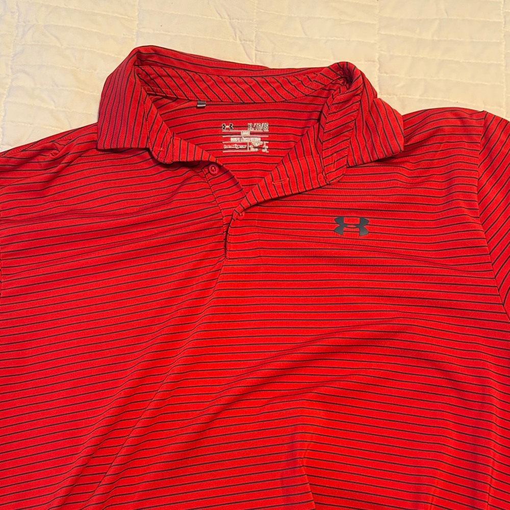 Under Armour Men's Red and Black Polo Shirt